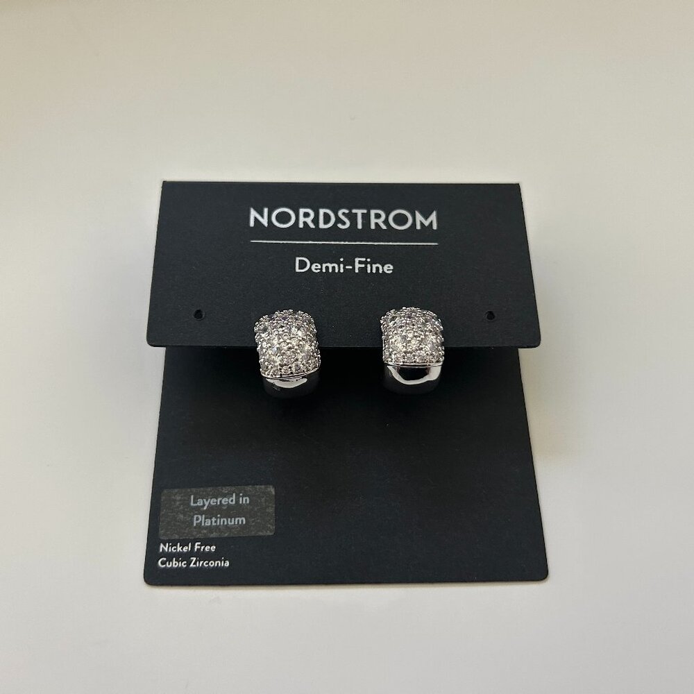 Nordstrom Cubic Zirconia Pavé Wide Hoop Earrings